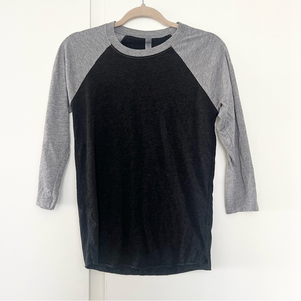 Next Level Apparel Unisex Casual Gray Dark Grey Baseball Tee T-Shirt Size XS